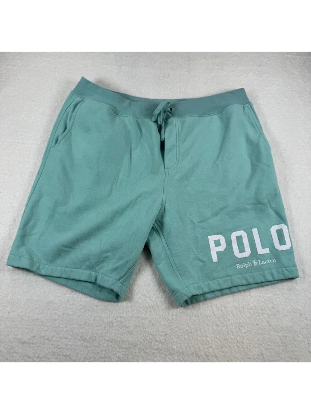Polo Ralph Lauren Shorts Mens Size 2XL Green Fleece Sweat Drawstring Logo Casual